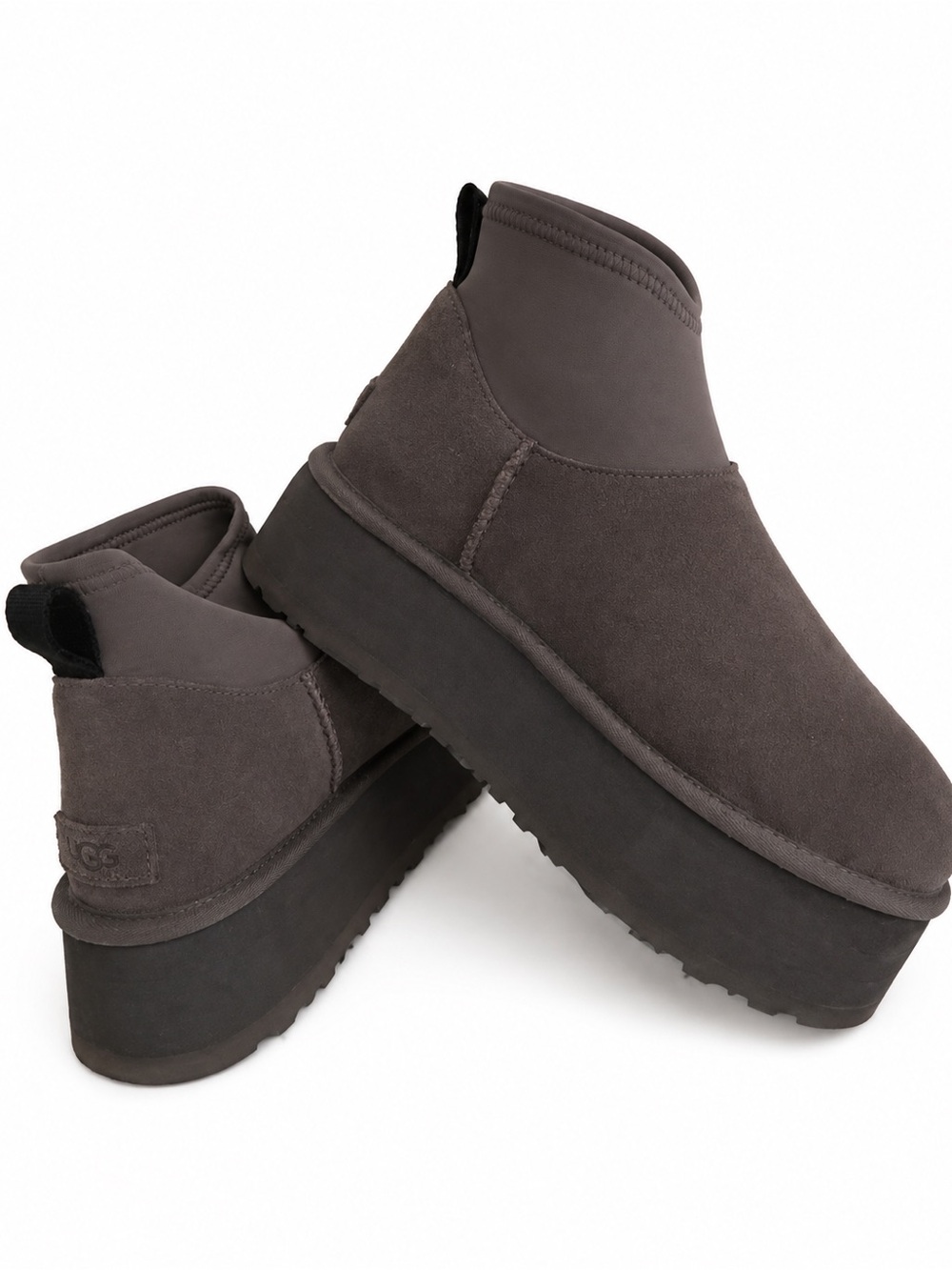 UGG Women’s Classic Mini Dipper Dark Grey Suede Boot - Picture 2 of 5